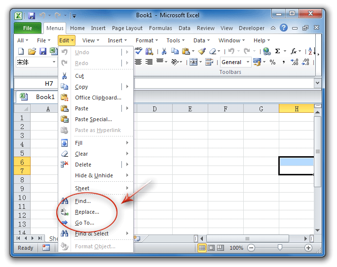 find and replace in excel 2010